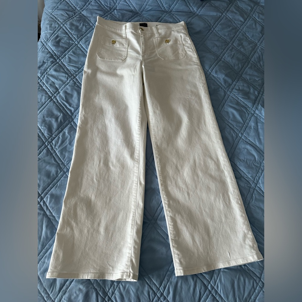 J.Crew White Sailor Slim Wide-Leg Jeans – Size 30 - Picture 4 of 6